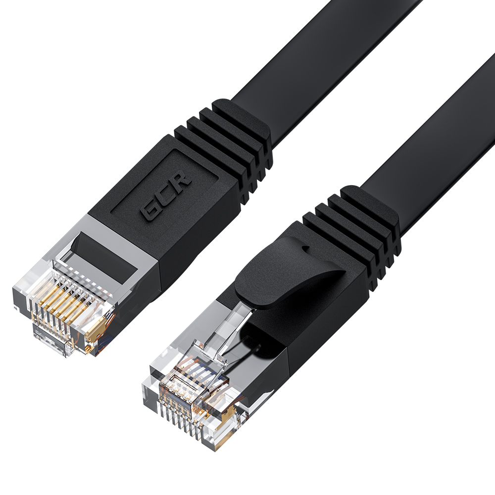 

Кабель патч-корд U/UTP 6 кат. 2м GCR GCR-52861 PROF плоский прямой, 30 AWG, ethernet high speed 10 Гбит/с, RJ45, T568B, черный, GCR-52861