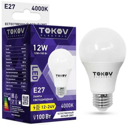 фото Лампа светодиодная TOKOV ELECTRIC TKE-A60-E27-12-4K-12/24 в Уфе