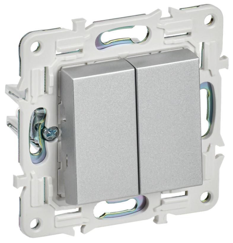 

Переключатель двухклавишный IEK SK-V22-0-10-K23 SKANDY 10А SK-V05S Серебряный, SK-V22-0-10-K23