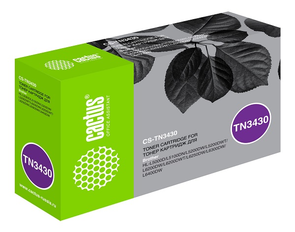 

Картридж Cactus CS-TN3430 черный (3000стр.) для Brother HL L5000/5100/5200/6250/6300/6400, CS-TN3430