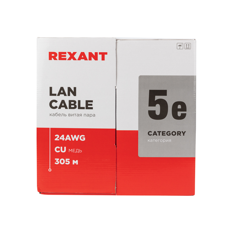 

Кабель витая пара U/UTP 5e кат. 4 пары Rexant 01-0065 ZH нг(А)-HF, 4PR, 24AWG, OUTDOOR, SOLID, черный, 305м, 01-0065