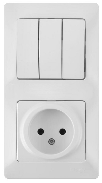 

Блок Schneider Electric GSL000176 розетка и 3-кл. выключатель белый, GSL000176