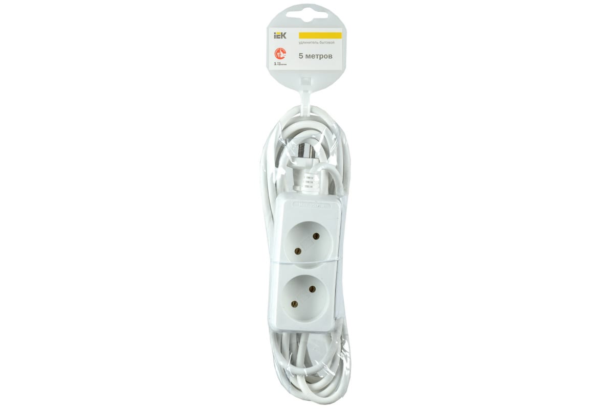 

Удлинитель IEK WYP10-06-02-05-N 2х5м без заземл. 10А IP20 У2 2P 250В 2х0.75, WYP10-06-02-05-N