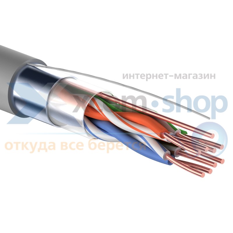 

Кабель витая пара F/UTP 5e кат. 4 пары PROconnect 01-0152 24AWG(0.50 мм), медь, одножильный (solid), внутренний, PVC, серый, уп/305м, 01-0152