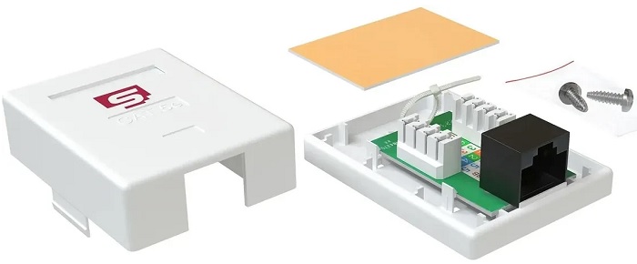 

Розетка настенная SYSMATRIX SB 15EU.WH компьютерная RJ-45, категория 5e, неэкранированная, одинарная, внешняя, Dual IDC, цвет белый, SB 15EU.WH