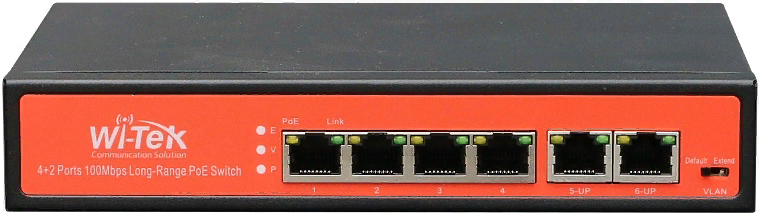 

Коммутатор неуправляемый Wi-Tek WI-PS205 v4 PoE 65Вт, порты 4PoE FE + 2FE, режим 250м и VLAN, Watchdog, v4, WI-PS205 v4