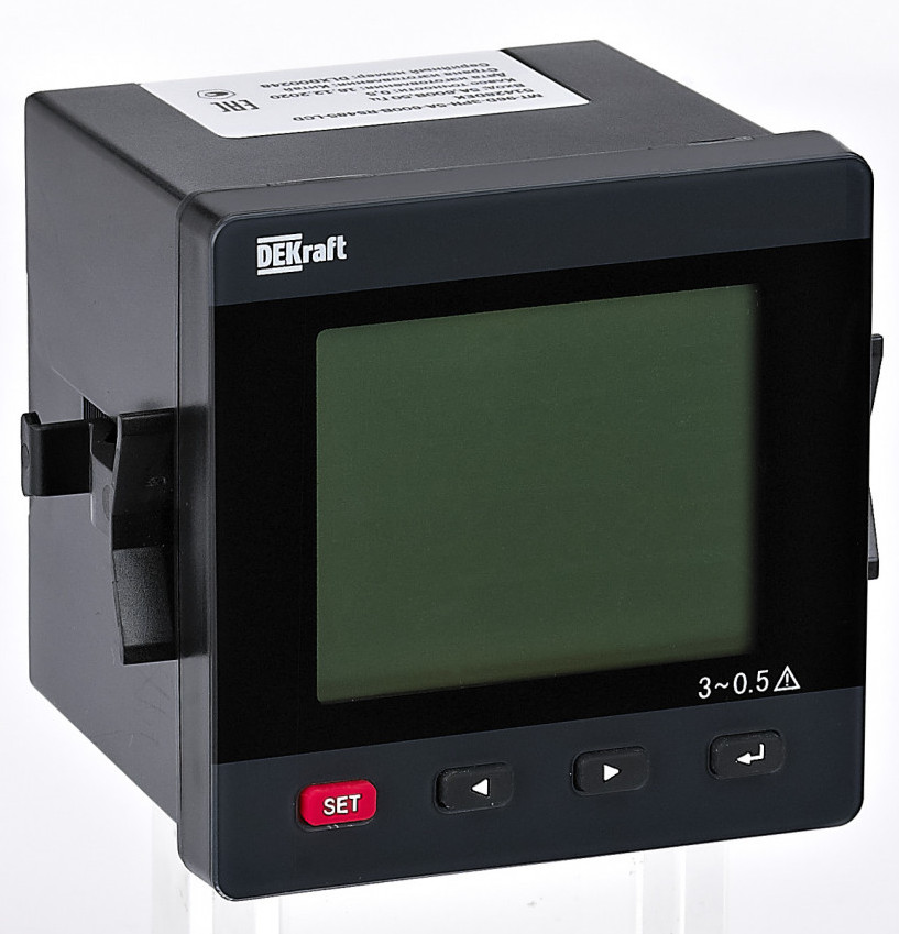 

Мультиметр DEKraft 51406DEK цифровой 72х72мм трехфазный, вход 100В 5А, RS485, LED-дисплей МТ-72D, 51406DEK