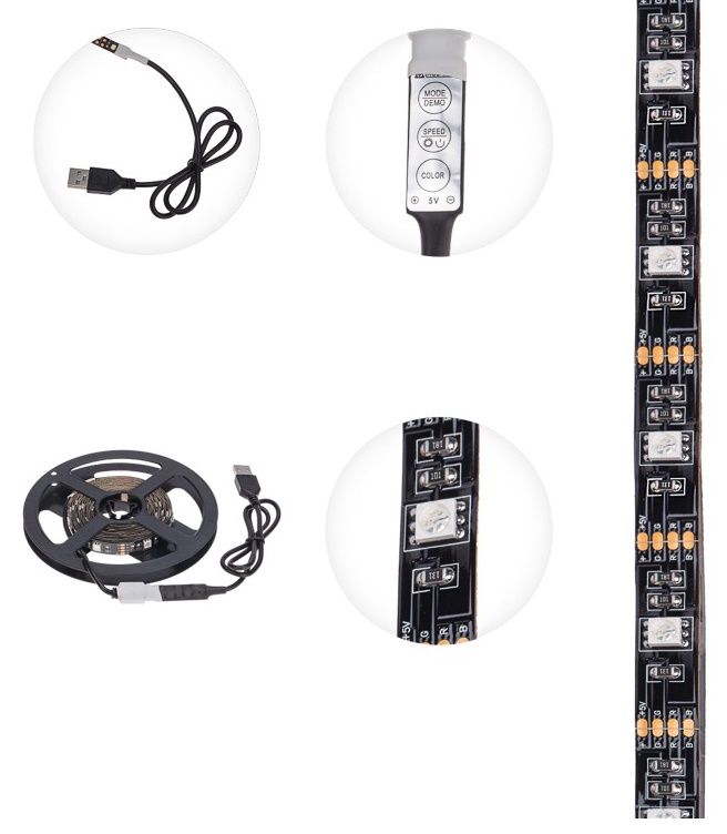

Лента светодиодная Lamper 141-2009 5В, SMD5050, 7,2Вт/м, 30 LED/м, RGB, 10мм, 3м, с USB коннектором, черная, IP20, 141-2009