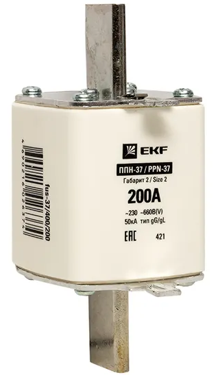 

Предохранитель EKF fus-37/400/200 ППН-37 400/200А габарит 2, fus-37/400/200