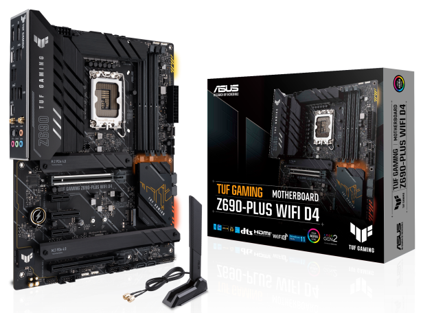 

Материнская плата ATX ASUS TUF GAMING Z690-PLUS WIFI D4 (LGA1700, Z690, 4*DDR4(5333), 4*SATA 6G RAID, 4*M.2, 3*PCIE, 7.1CH, 2.5Glan, WiFi, BT, 6*USB 3, TUF GAMING Z690-PLUS WIFI D4