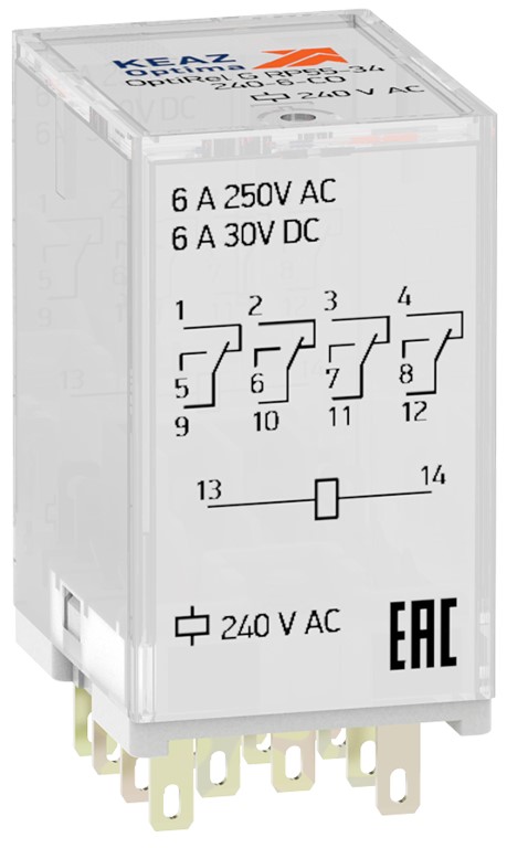 

Реле промежуточное КЭАЗ 324483 OptiRel G RP55-34-24D-6-CO/TIL, 324483