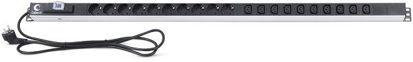 

Блок розеток 19, 10 розеток Cabeus PDU-16-10S-10C13-B для шкафов, вертикальный, 10 розеток Schuko, 10 розеток IEC 320 C13, 16А, автомат защиты, алюмин, PDU-16-10S-10C13-B