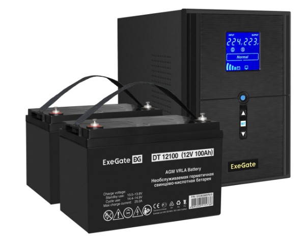 

Комплект Exegate SineTower SZ-2000.LCD.AVR.3SH.1C13.USB EX296850RUS ИБП EX295989RUS + батарея 100Aч EX282985RUS 2шт (инвертор, синус, для котла) 2000V, SineTower SZ-2000.LCD.AVR.3SH.1C13.USB