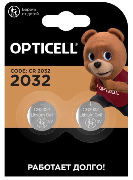 Изображение товара Батарейка OPTICELL 5060002 CR2032 3 В литиевая таблетка 2 шт