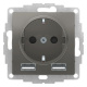 фото Розетка с заземлением с 2 USB  Systeme Electric ATN000930