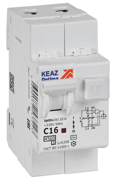 Изображение товара Автоматический дифференциальный автомат КЭАЗ 328098 16 А 30 мА Compact защитит дом и офис