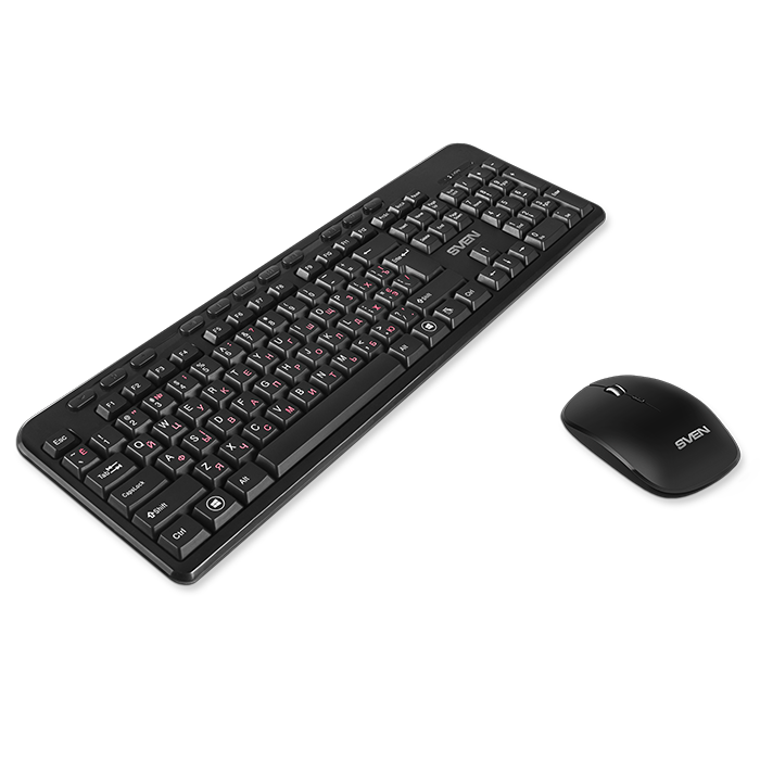 

Клавиатура и мышь Wireless Sven KB-C3200W SV-019044 клавиатура: чёрная, 115кл, мышь: чёрная, 4 кл, 2000 dpi, KB-C3200W