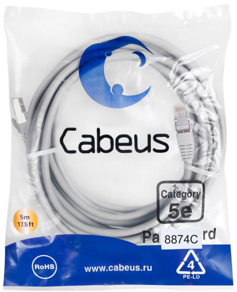фото Кабель патч-корд F/UTP 5e кат. 10м Cabeus PC-FTP-RJ45-Cat.5e-10m-LSZH в Санкт-Петербургe