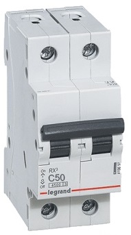 

Автоматический выключатель Legrand 419702 двухполюсный RX3 4,5 кА C 50 А, 419702