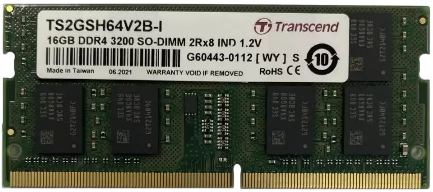 

Модуль памяти SODIMM DDR4 16GB Transcend TS2GSH64V2B-I PC4-25600 3200MHz CL22 1.2V, TS2GSH64V2B-I