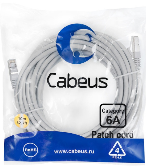 фото Кабель патч-корд SSTP 6a кат. 10м Cabeus PC-SSTP-RJ45-Cat.6a-10m-LSZH