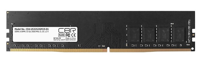 

Модуль памяти DDR4 32GB CBR CD4-US32G26M19-01 PC4-21300, 2666MHz, CL19, 1.2V, CD4-US32G26M19-01
