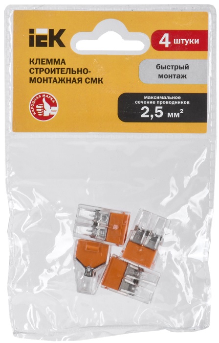 

Клемма IEK UKZ-004-324 строительно-монтажная СМК 773-324 (4шт/упак), UKZ-004-324