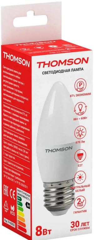 

Лампа светодиодная Thomson TH-B2022 8W 670Lm E27 4000K, TH-B2022