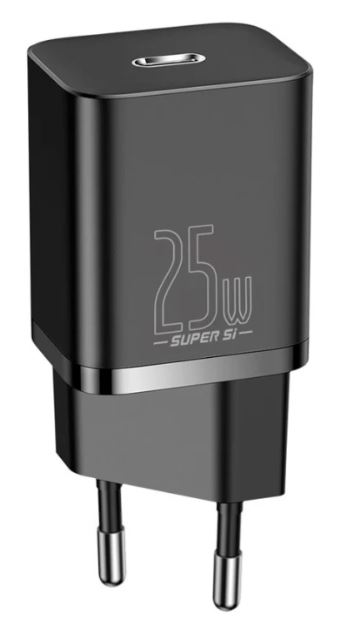 

Зарядное устройство сетевое Baseus CCSP020101 Super Si Quick Charger USB-C 25W Black, CCSP020101
