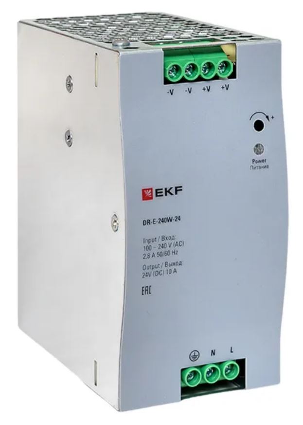 

Блок питания EKF DR-E-240W-24 на дин рейку 240 Вт, 220 В AC /24 В DC, DR-E-240W-24