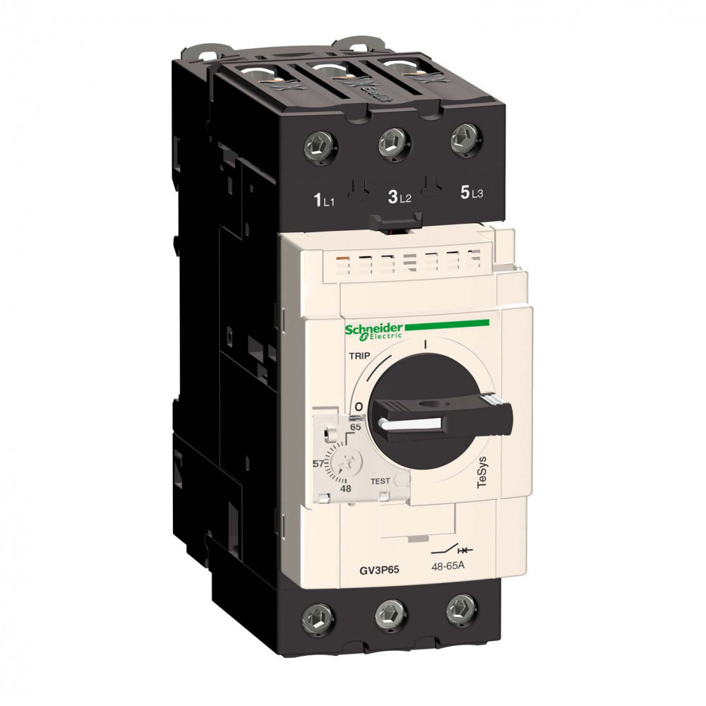 

Автоматический выключатель Schneider Electric GV3P65 с регулир. тепловой защитой (48-65А) GV3, GV3P65