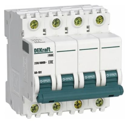 Изображение товара Автоматический выключатель DEKraft 11039DEK четырехполюсный ВА-101
